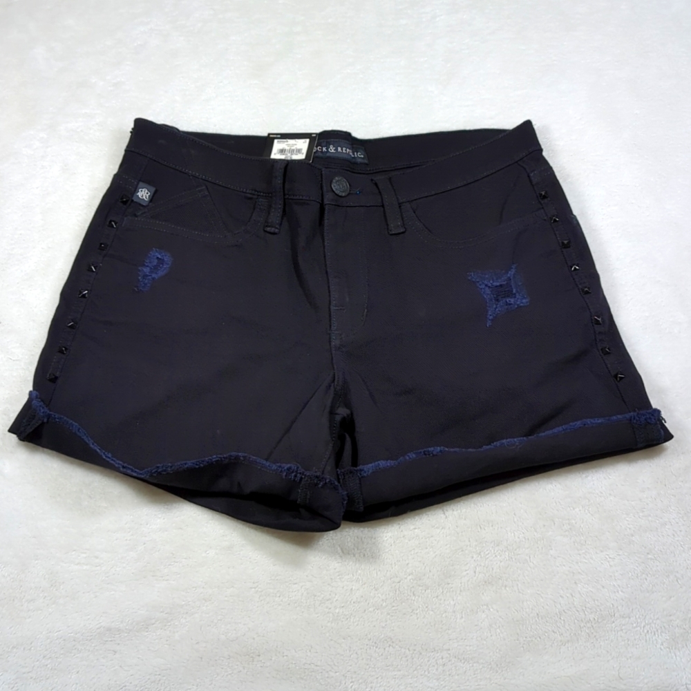 NWT Rock & Republic cut off studded shorts 10 black